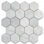 Carrara White 3 inch Hexagon Honed Marble Mosaic